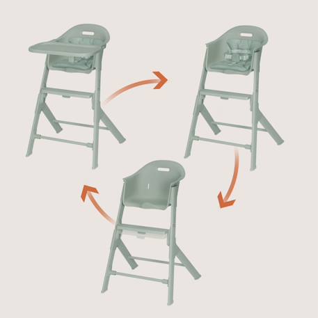 Chaise haute évolutive 2en1 beny de 6 à 36 mois Beige sand+Beige taupe+Green sage 14 - vertbaudet enfant 