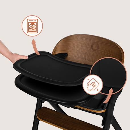 Chaise haute évolutive en bois 3en1 celia jusqu’à 110 kg avec réglage à une main Black wood+Grey wood+White cream+White natural wood 5 - vertbaudet enfant 