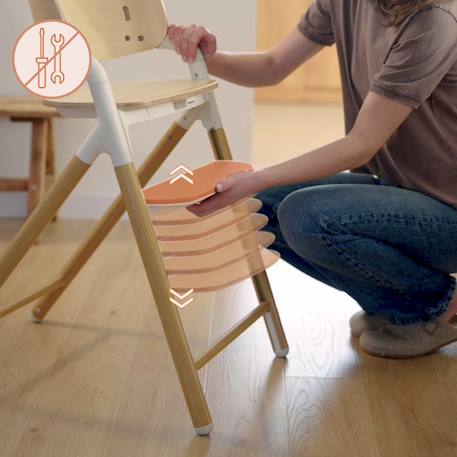 Chaise haute évolutive en bois 3en1 celia jusqu’à 110 kg avec réglage à une main Black wood+Grey wood+White cream+White natural wood 10 - vertbaudet enfant 