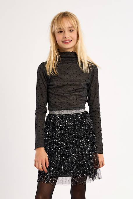 Jupe courte en tulle, détail strass Noir 1 - vertbaudet enfant 
