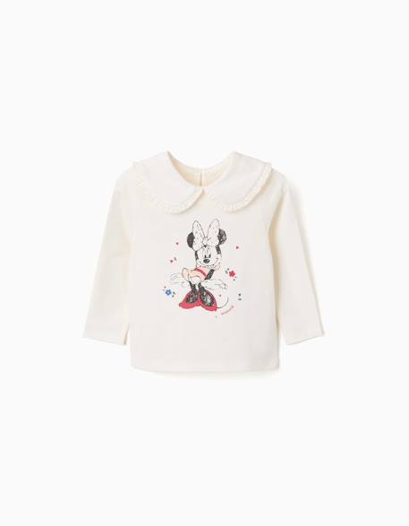 T-shirt en coton à manches longues avec imprimé minnie Blanc 1 - vertbaudet enfant 