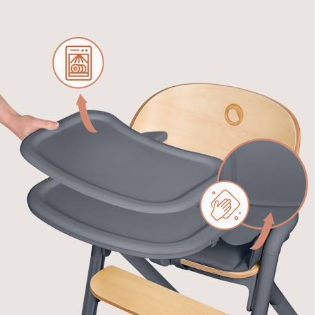 Chaise haute évolutive en bois 3en1 celia jusqu’à 110 kg avec réglage à une main Black wood+Grey wood+White cream+White natural wood 11 - vertbaudet enfant 