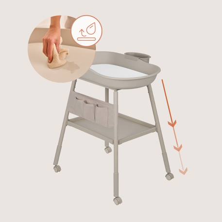 Table à langer mobile rosie sur roulettes avec matelas moelleux Beige sand 3 - vertbaudet enfant 
