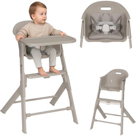 Chaise haute évolutive 2en1 beny de 6 à 36 mois Beige sand+Beige taupe+Green sage 1 - vertbaudet enfant 