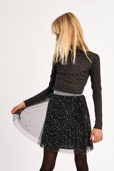 Jupe courte en tulle, détail strass Noir 4 - vertbaudet enfant 