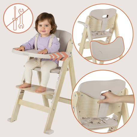 Chaise haute évolutive en bois 3en1 floris jusqu’à 40 kg avec harnais 5 points Beige natural+White natural 5 - vertbaudet enfant 