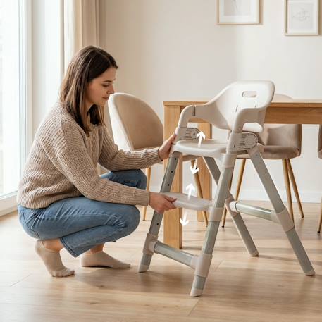 Chaise haute évolutive matt réglable en hauteur et pliable jusqu’à 110 kg Beige sand+Grey stone 2 - vertbaudet enfant 