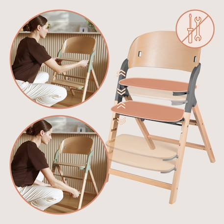 Chaise haute évolutive en bois 3en1 megan jusqu’à 110 kg avec plateau amovible Green wood+Grey wood 10 - vertbaudet enfant 