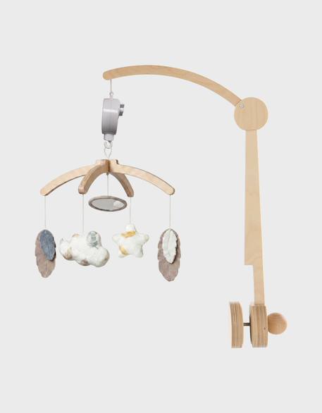 Mobile musical bras en bois - plumes de lune Blanc 1 - vertbaudet enfant 