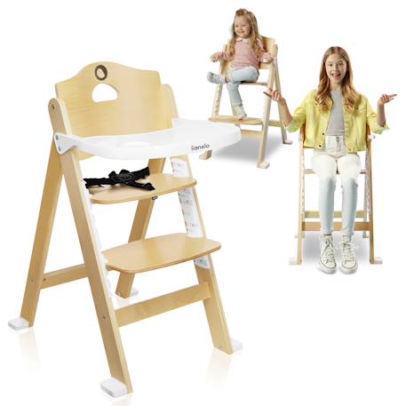 Chaise haute évolutive en bois 3en1 floris jusqu’à 40 kg avec harnais 5 points Beige natural+White natural 7 - vertbaudet enfant 