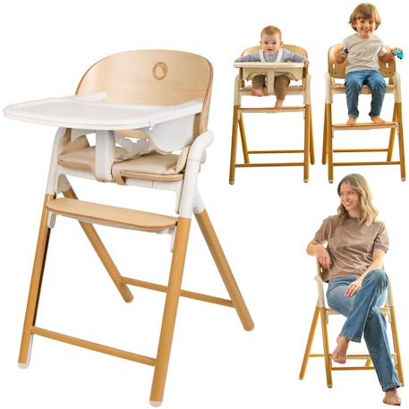Chaise haute évolutive en bois 3en1 celia jusqu’à 110 kg avec réglage à une main Black wood+Grey wood+White cream+White natural wood 19 - vertbaudet enfant 