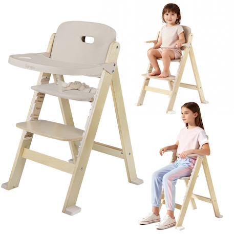 Chaise haute évolutive en bois 3en1 floris jusqu’à 40 kg avec harnais 5 points Beige natural+White natural 1 - vertbaudet enfant 