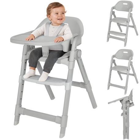 Chaise haute évolutive matt réglable en hauteur et pliable jusqu’à 110 kg Grey stone 1 - vertbaudet enfant 