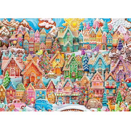 Puzzle noël au village des cookies 1000 pcs Rouge 2 - vertbaudet enfant 