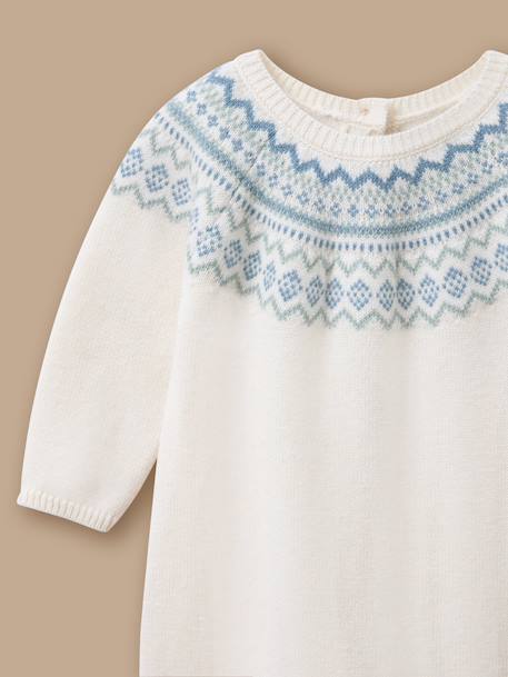 Combinaison en tricot jacquard bébé Ecru 2 - vertbaudet enfant 