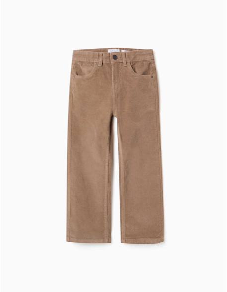 Pantalon à coupe droite en velours côtelé Beige 1 - vertbaudet enfant 