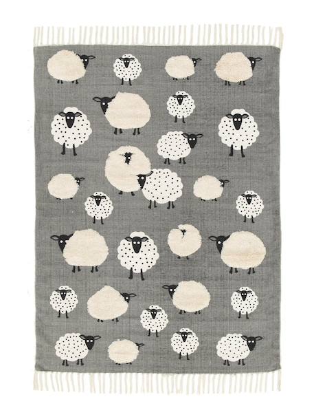 Tapis enfant en coton petits moutons Gris minéral 1 - vertbaudet enfant 