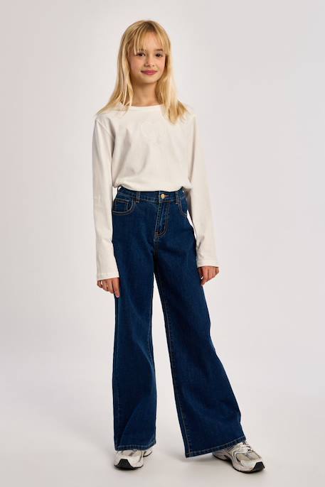 Jean taille haute, coupe évasée Black denim+Denim blue+Denim dark blue 15 - vertbaudet enfant 