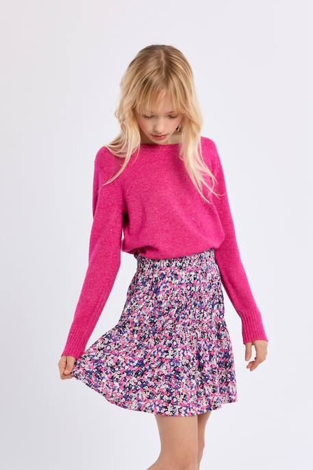 Jupe courte volantée, motif fleuri Pink blanca 1 - vertbaudet enfant 