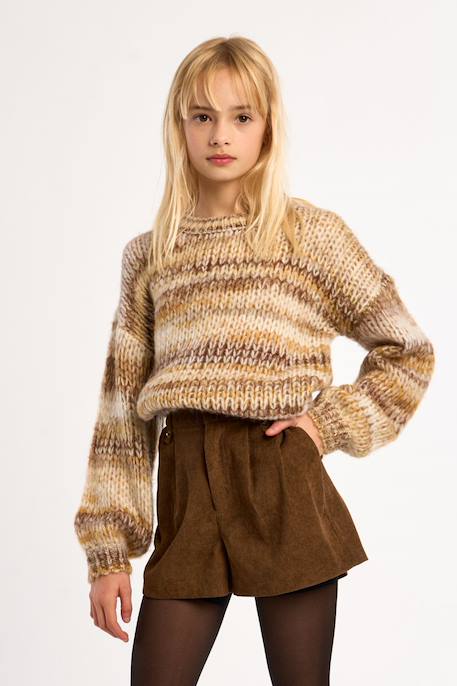 Short taille haute, coupe évasée Chocolate 1 - vertbaudet enfant 