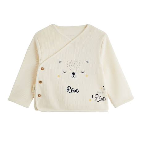 Ensemble bébé gilet croisé et pantalon en velours flocon Ecru 3 - vertbaudet enfant 