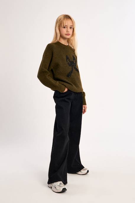 Jean taille haute, coupe évasée Black denim+Denim blue+Denim dark blue 3 - vertbaudet enfant 
