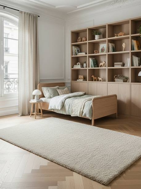 Tapis doux et épais plush Beige sable+Blanc pur 2 - vertbaudet enfant 