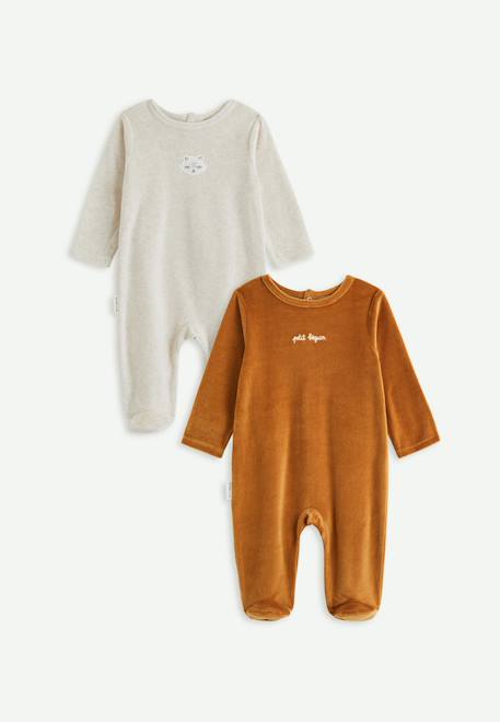 Lot de 2 pyjamas bébé en velours Marron 1 - vertbaudet enfant 