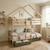 Lit enfant superposé cabane 90 x 190 cm pin naturel sommier à lattes et tiroirs - roya Blanc+Vert 7 - vertbaudet enfant 