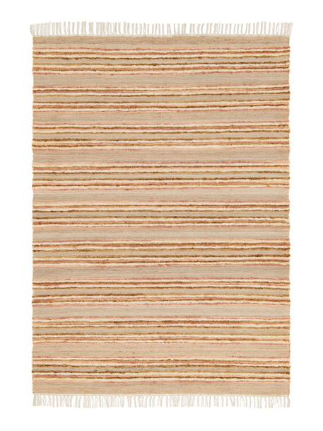 Tapis rayé fait main en laine et jute raj Beige sable+Rose poudrée 7 - vertbaudet enfant 