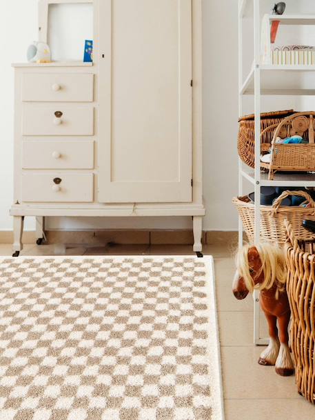 Tapis damier poils longs doux et volumineux checkers Beige sable+Bleu naturel+Gris minéral+Jaune naturel+Rose poudrée+Terracotta+Vert naturel 2 - vertbaudet enfant 