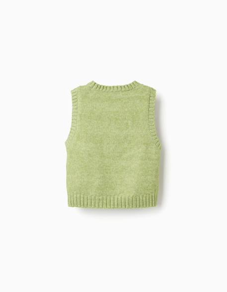 Gilet sans manches en maille ajourée Vert clair 3 - vertbaudet enfant 