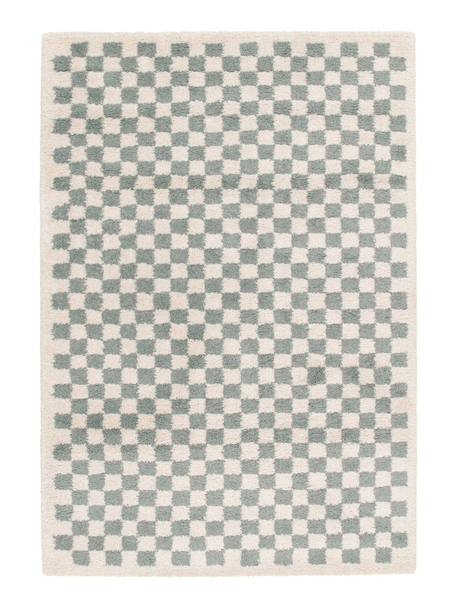 Tapis damier poils longs doux et volumineux checkers Beige sable+Bleu naturel+Gris minéral+Jaune naturel+Rose poudrée+Terracotta+Vert naturel 37 - vertbaudet enfant 