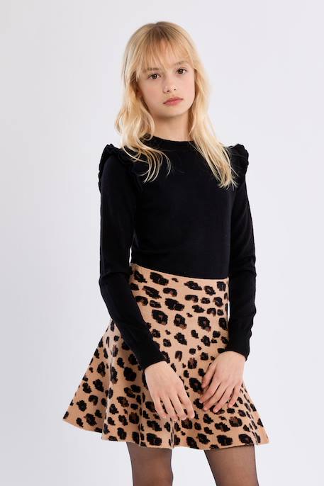 Jupe évasée en maille, imprimé animalier Camel 2 - vertbaudet enfant 