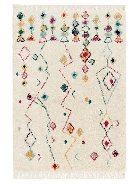 Tapis ethnique à franges inspiration bédouine mogador Palette colorée+Rose poudrée 7 - vertbaudet enfant 
