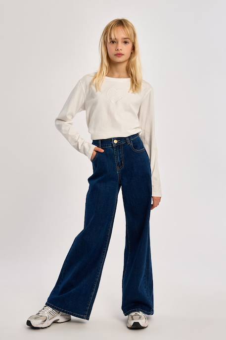 Jean taille haute, coupe évasée Black denim+Denim blue+Denim dark blue 11 - vertbaudet enfant 