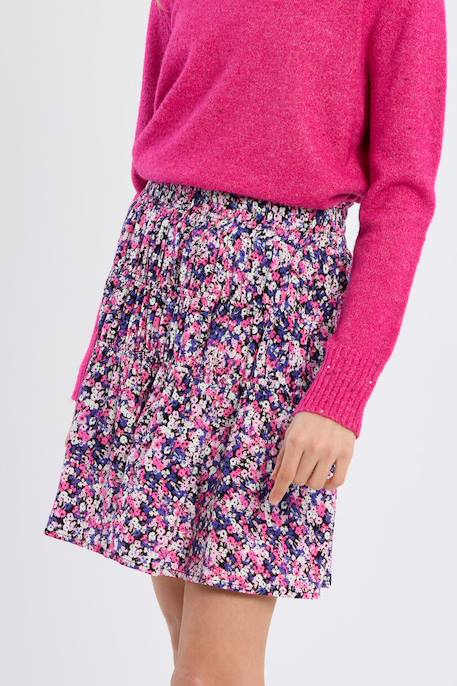 Jupe courte volantée, motif fleuri Pink blanca 3 - vertbaudet enfant 