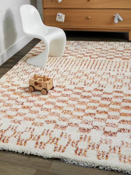 Tapis shaggy poils longs motif contemporain boho Terracotta 2 - vertbaudet enfant 