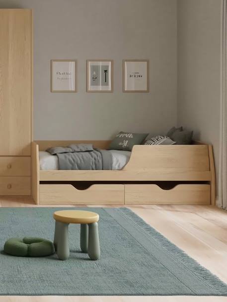Tapis design doux en laine et coton fait main classic Gris minéral+Vert naturel 8 - vertbaudet enfant 