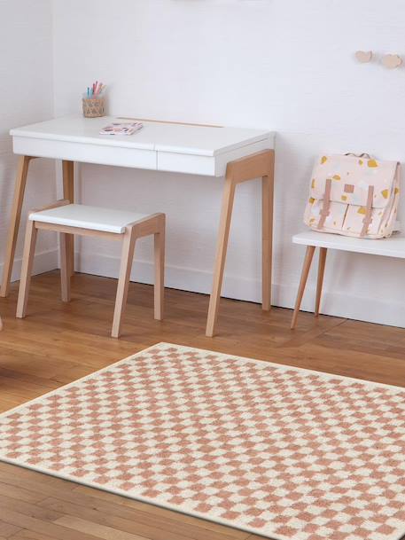 Tapis damier poils longs doux et volumineux checkers Beige sable+Bleu naturel+Gris minéral+Jaune naturel+Rose poudrée+Terracotta+Vert naturel 26 - vertbaudet enfant 