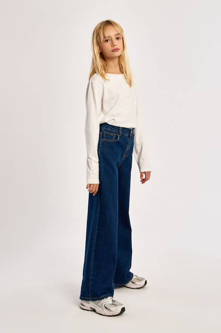 Jean taille haute, coupe évasée Black denim+Denim blue+Denim dark blue 13 - vertbaudet enfant 