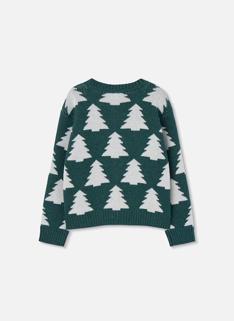 Pull enfant imprimé sapins de noël Vert 4 - vertbaudet enfant 