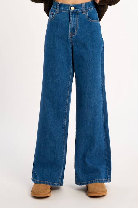 Jean taille haute, coupe évasée Black denim+Denim blue+Denim dark blue 9 - vertbaudet enfant 