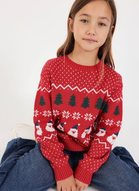 Pull de noël imprimé père noël Rouge 2 - vertbaudet enfant 
