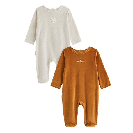 Lot de 2 pyjamas bébé en velours Marron 2 - vertbaudet enfant 