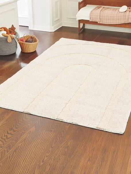Tapis shaggy épais en polyester recyclé avec relief arcadia Beige sable 2 - vertbaudet enfant 
