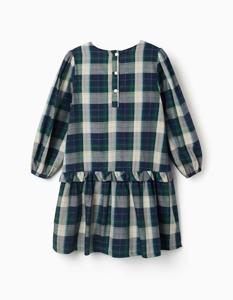 Robe en coton à carreaux avec plis b&s Bleu foncé 4 - vertbaudet enfant 