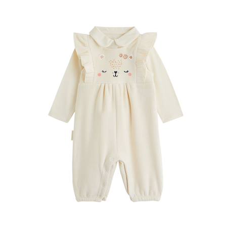 Ensemble salopette bébé en velours et t-shirt neige Ecru 2 - vertbaudet enfant 