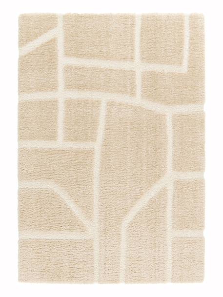 Tapis doux à relief en polyester recyclé murmure Beige sable+Blanc pur 1 - vertbaudet enfant 