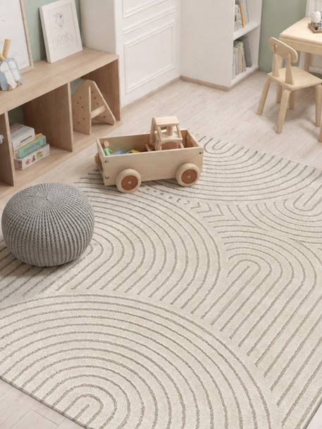 Tapis à relief doux et élégant groove Beige sable+Bleu naturel+Brun naturel 2 - vertbaudet enfant 